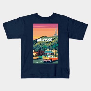 A Vintage Travel Art of Hollywood - Los Angeles - California - US Kids T-Shirt